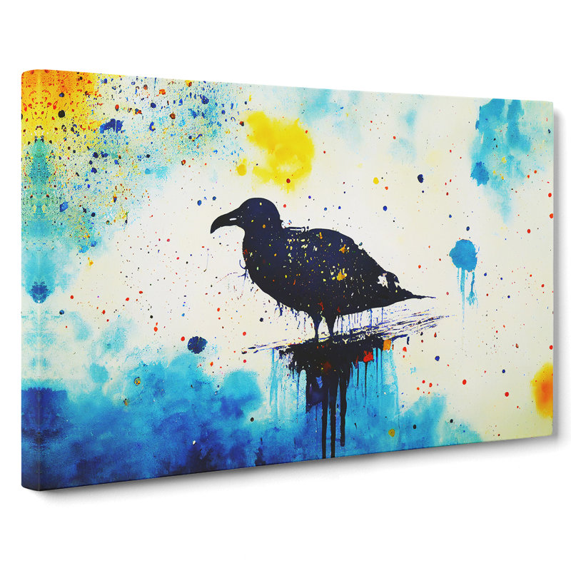 Seagull Paint Splash Abstract - Wrapped Canvas, 40cm H x 60cm W x 3cm D