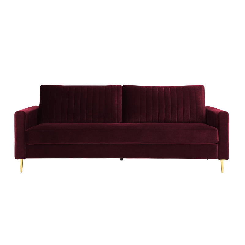 Malverne 3 Seater Velvet Sofa, Burgundy
