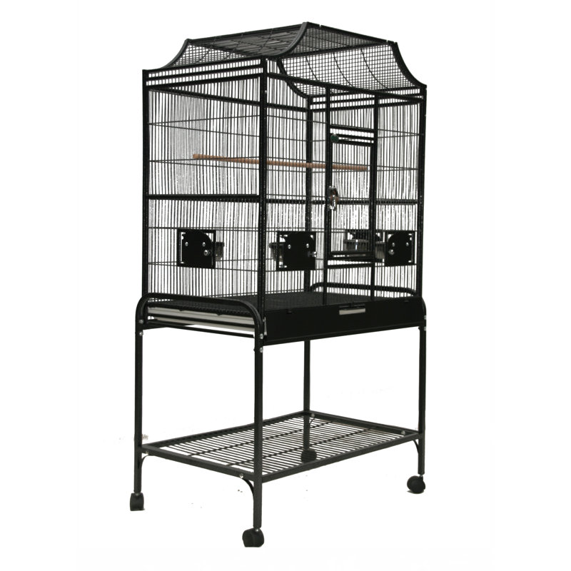 Grande cage à oiseaux noire victorienne au dernier étage, Noir, H 61 po x l 32 po x P 21 po