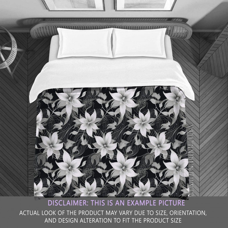 Machine Printed Comforter, Queen Comforter, Gray/Silver Floral