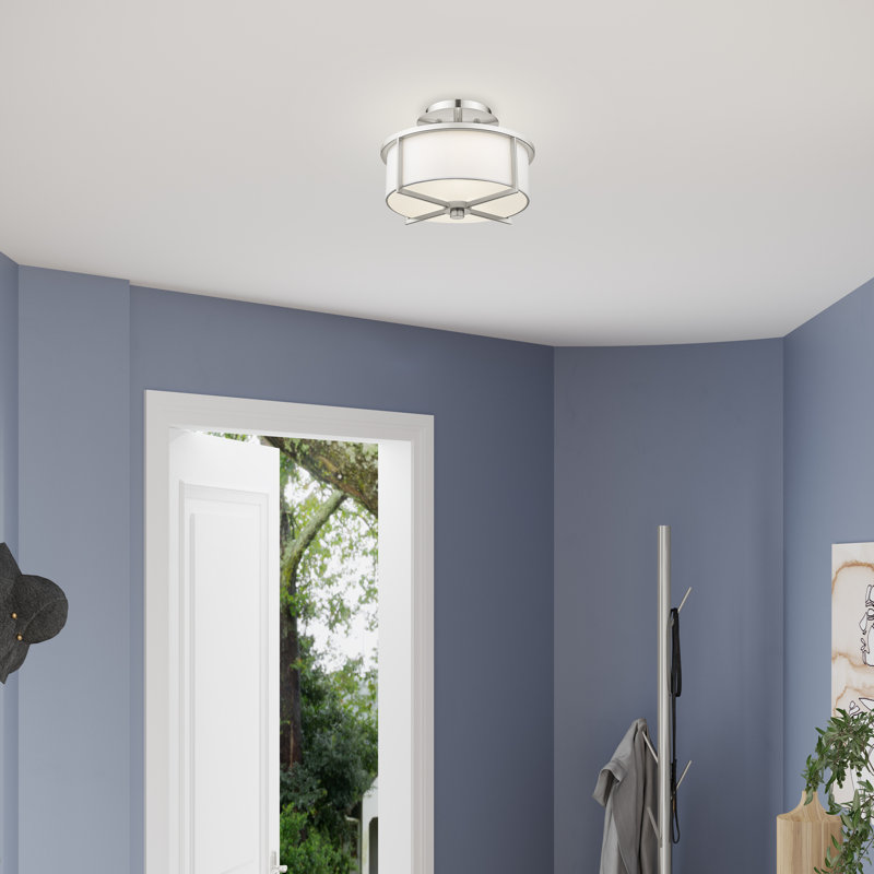 Plafonnier semi-encastré 2 lumières 11 po Charlieann, Nickel brossé