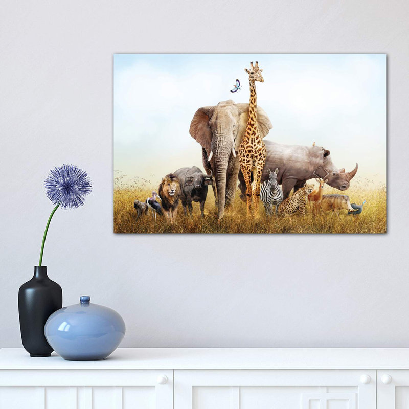 Safari Animals In Africa Composite by Susan Schmitz - Wrapped Canvas Print, 30.48 cm H x 45.72 cm W