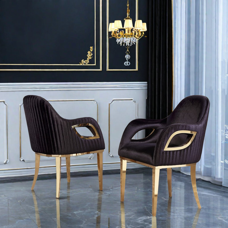 Magdalene 18.6'' H Tufted Velvet Upholstered Armchair