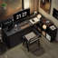 Bureau rectangulaire en bois massif noir-87262629