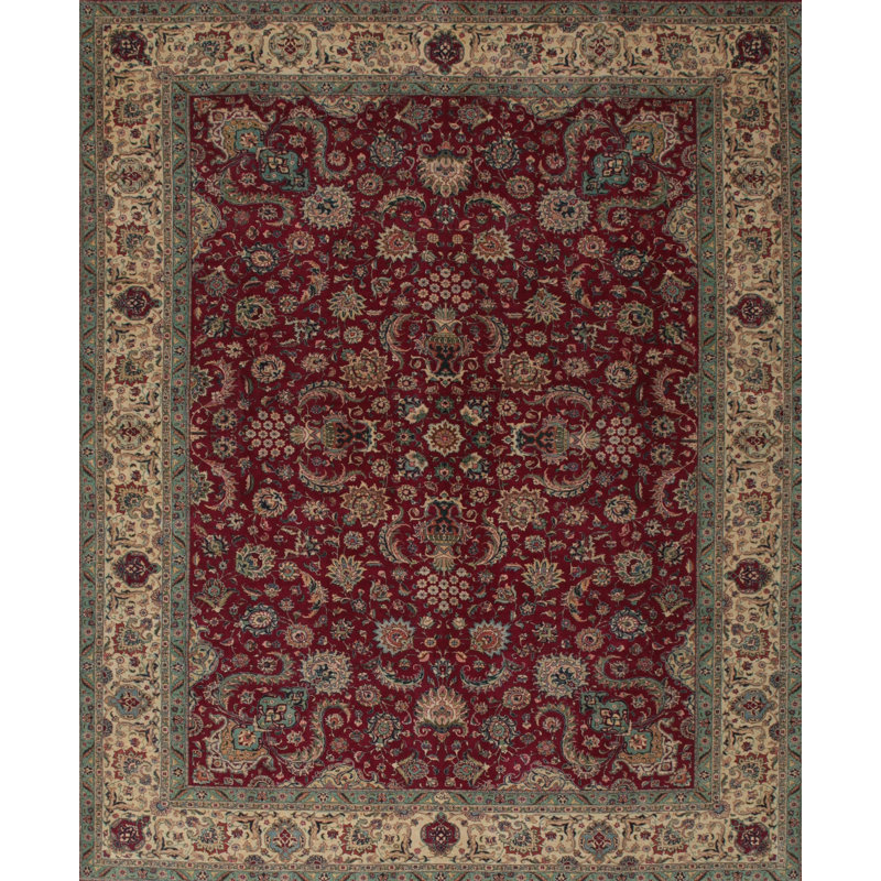Tapis gris/rouge/beige traditionnel, Rectangle 4 pi x 6 pi