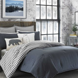 Portage Lewis Eddie Bauer Navy Cotton Reversible Comforter Set