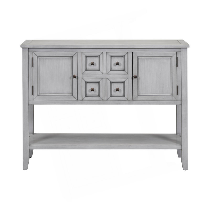 Cambridge Series  Ample Storage Vintage Console Table With Four Small Drawers And Bottom Shelf For Living Rooms, Entrances And Kitchens