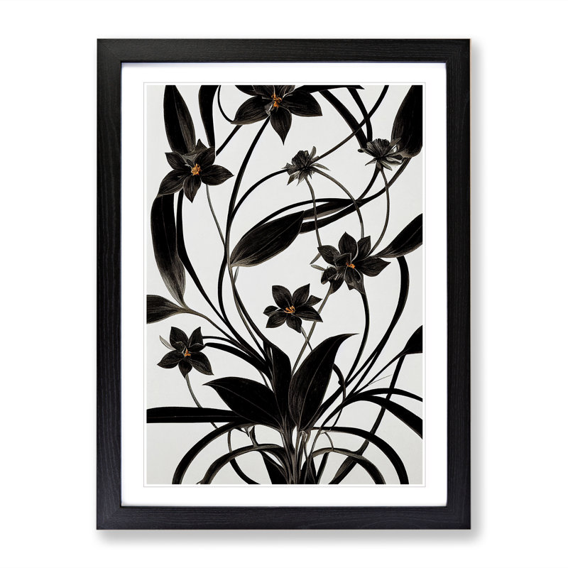 Idyllic Flowers - Single Picture Frame Painting, 64cm H x 46cm W x 2cm D, Black