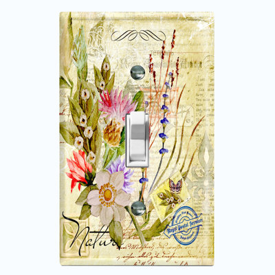 Flowers Bouquet Post Card Letter 1-Gang Toggle Light Switch Wall Plate