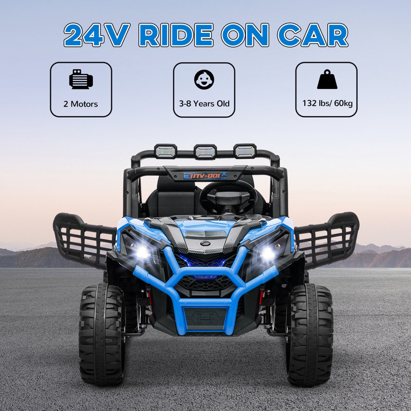Blue 24V 2-Seater Ride-On Off-Road Toy Truck
