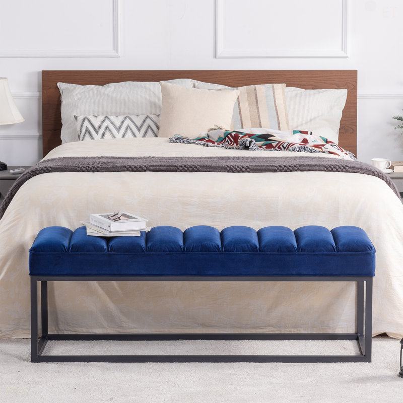 Banc rembourré à base en métal pour chambre à coucher pour entrée, Marine