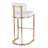 Fixed-Height Barstool In Gold Metal And White Faux Leather - Set Of 2