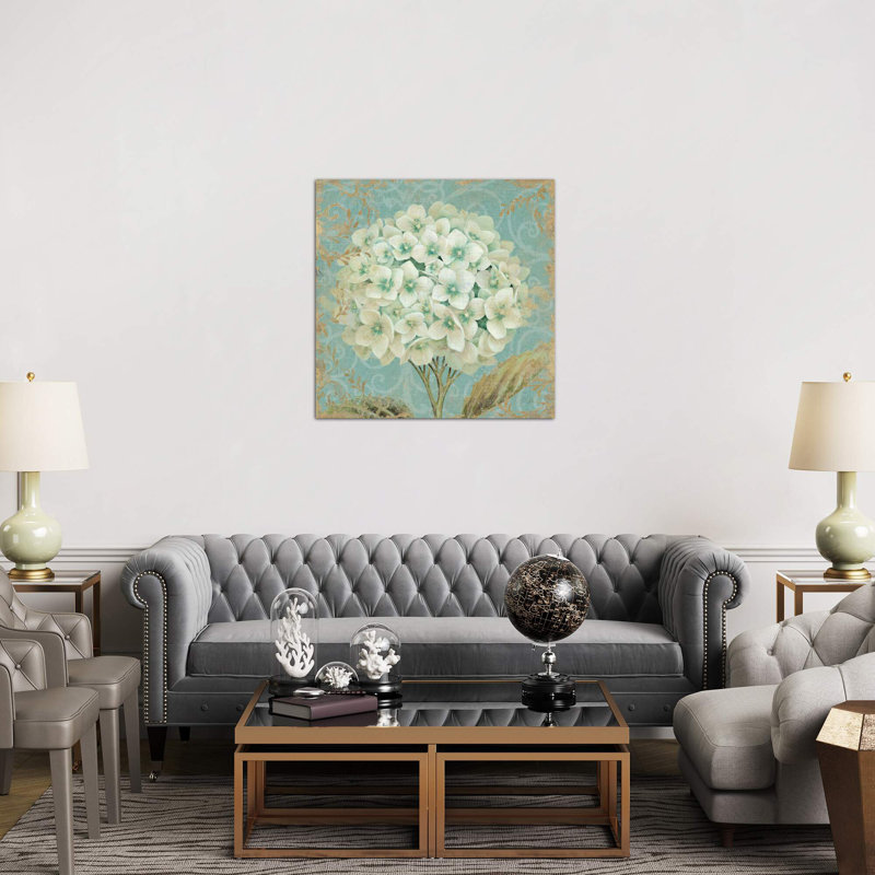 Hydrangea Square II by Wild Apple Portfolio - Print on Canvas, Classic Wood Floater Framed