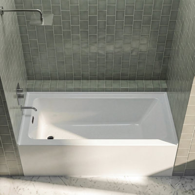 WOODBRIDGE 71" × 36" Acrylic Rectangular Alcove Soaking Bathtub, High Gloss White, Left Drain, Oil Rubbed Bronze Pop-Up Drain, Slotted Overflow, Contemporary Soaking Tub
