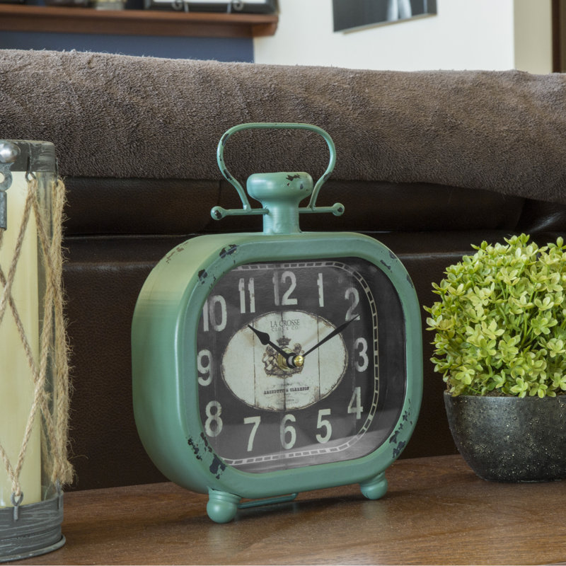 10" Teal Green Rustic Metal Wall/Table Clock