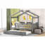 Lit plateforme simple en bois massif gris neutre avec lit gigogne