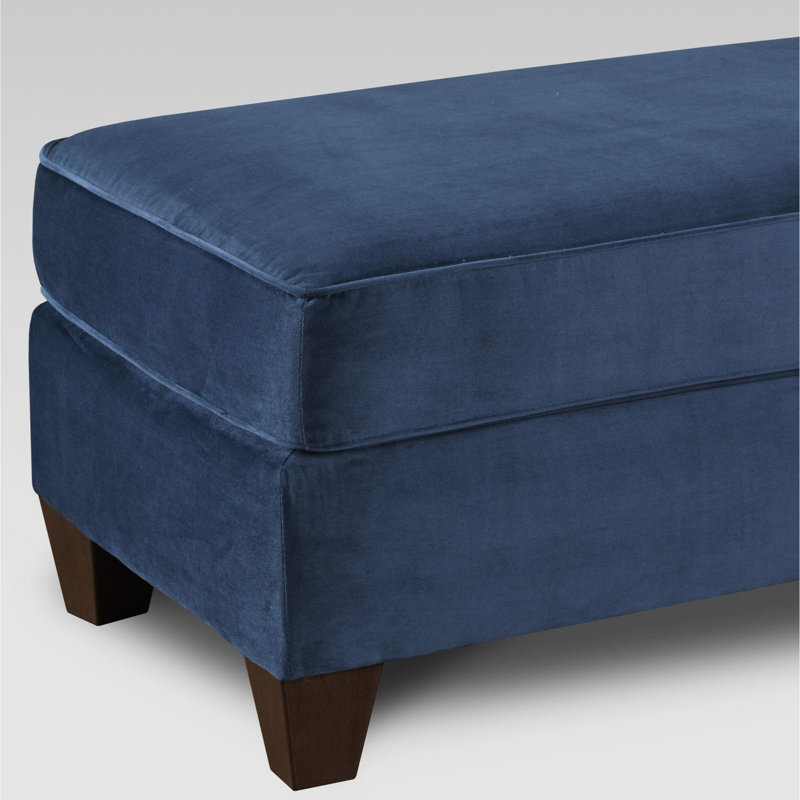 Bleu marine - Mousse haute rembourrée, pieds blocs en plastique, motif géométrique, cocktail rectangulaire en tissu pour le salon, coussin, repose-pieds