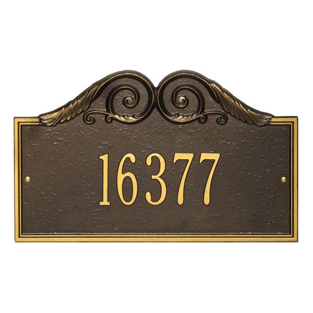 Plaque d'adresse murale 1 ligne Versailles, Cuivre antique, Oui