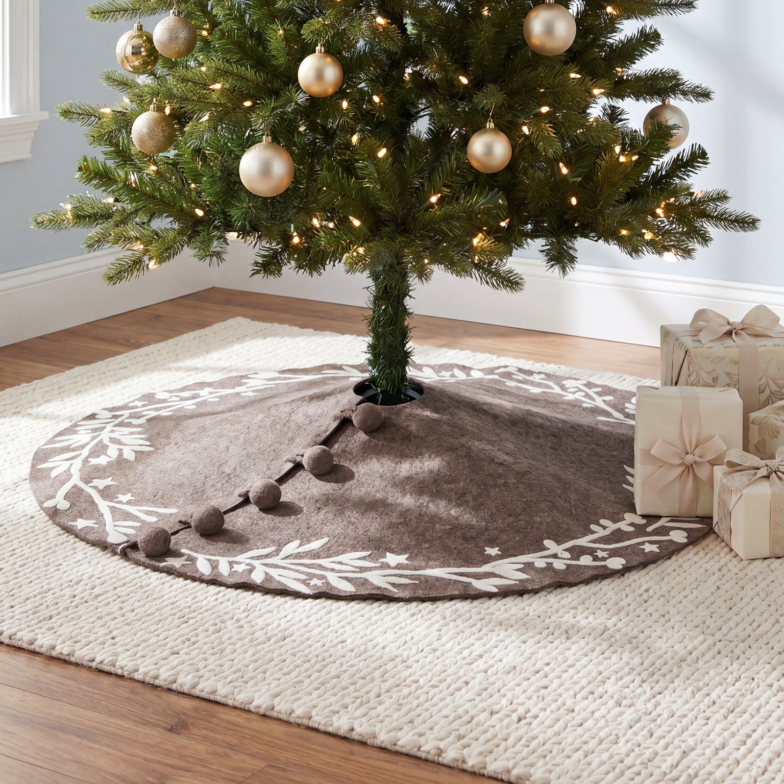 Wool Tree Skirt, 60", Gray