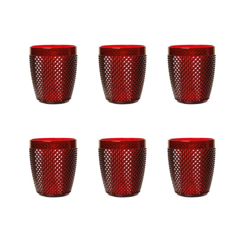 Diamond 400ml Drinking Glass Set, Red