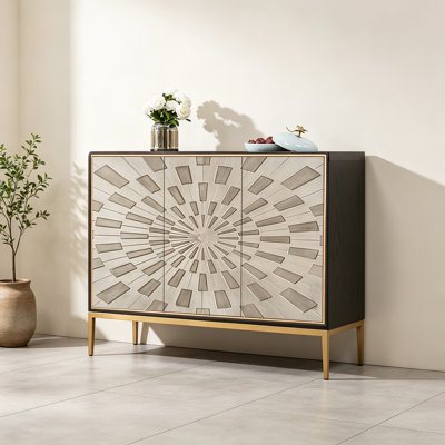 Simplicity Solid Wood Metal Rectangle Sideboard