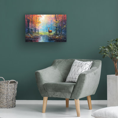 Wrapped Canvas Wall Art - Imagine It Images 'Whitetail Deer in the Forest' Wall Art for Living Room, Bedroom, or Office Décor  - 16x24