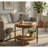 Fij Side End Table With Rattan Shelf, Brass Metal, Brown Wood 26 Inch-129099797