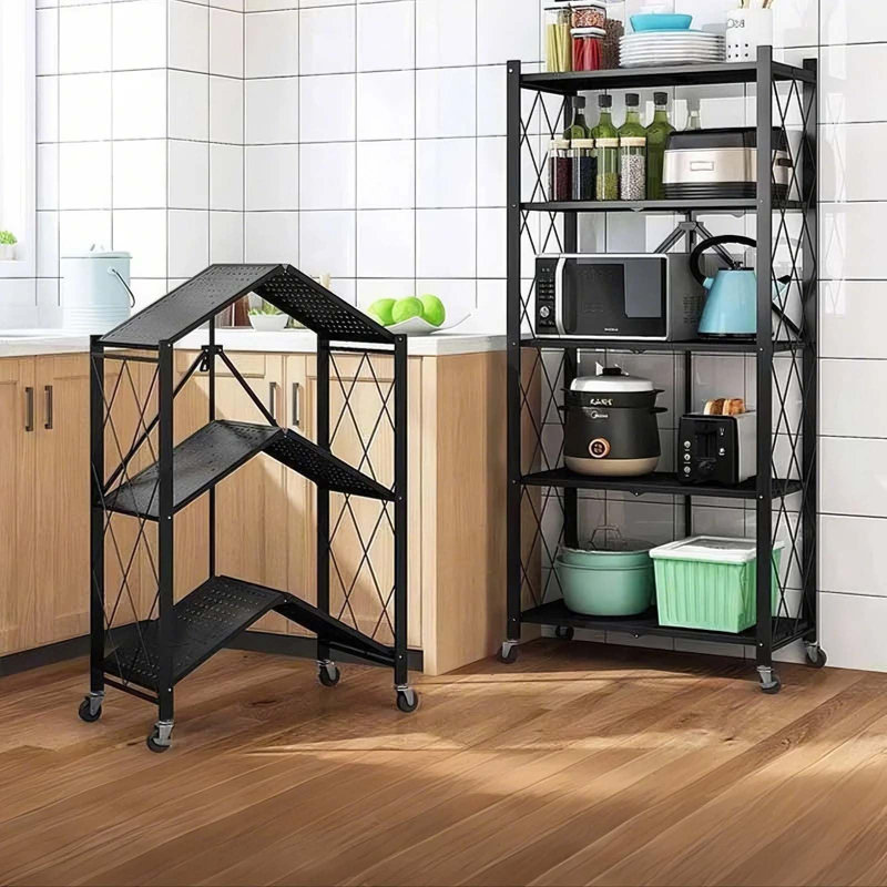Étagère de rangement pliante à 5 niveaux avec roulettes