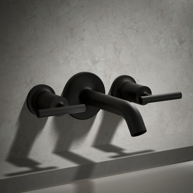 Purist® Deck- or Wall-Mount High-Flow Bath Trim with Lever Handles, Matte Black