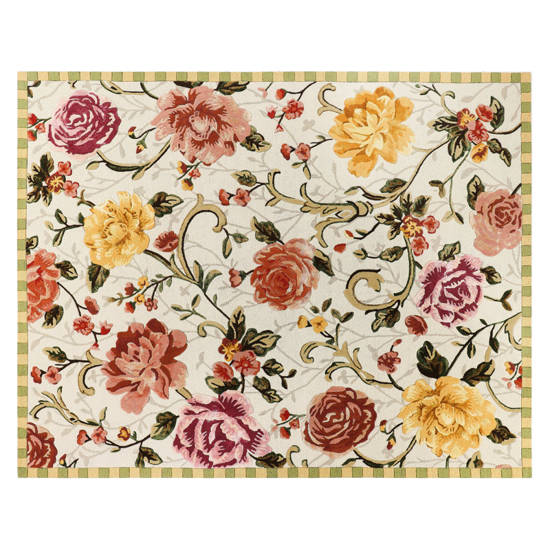 Golden Peonies Rug, Rectangle 8' x 10'