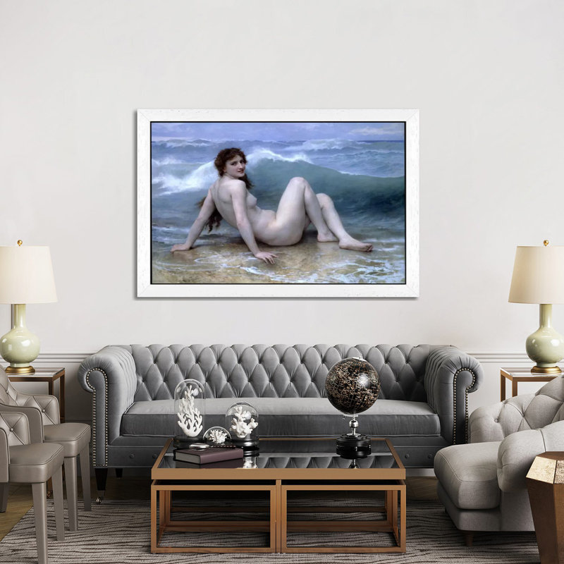 The Wave (La Vague) by William-Adolphe Bouguereau - Painting on Canvas, 66.04 cm H x 45.72 cm W, White Framed