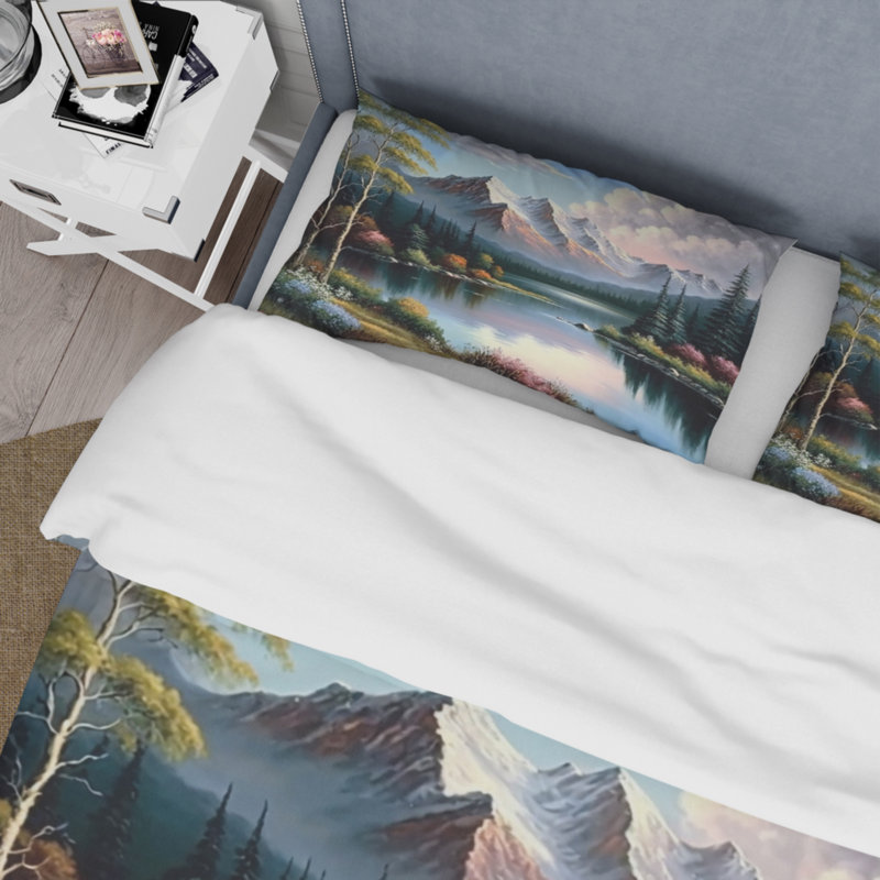 River Quietude In The Afternoon - Mountains Duvet Cover Set - Microfiber Polyester, Twin Duvet Cover + 1 Standard Sham