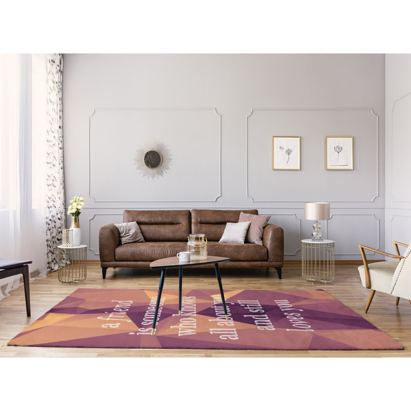 Tapis en chenille de polyester avec citations, Rectangle 5 pi x 7 pi