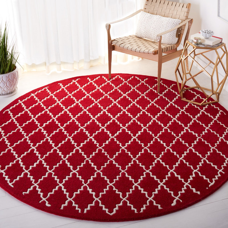 Carolene Hand Tufted Wool Geometric Rug, Round 7'