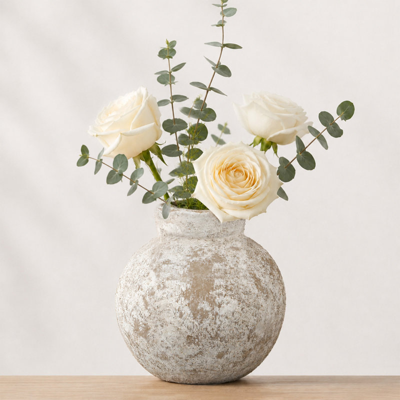 5.3" Distressed Textured Ceramic Table Vase, 5.71" H x 5.71" W x 5.71" D