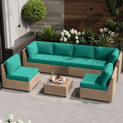 14 Pieces 3" Outdoor Replacement Cushion Sets For Patio Furniture(Set Of 6 Cushion , 6 Backrests , 2 Coner Cushions)