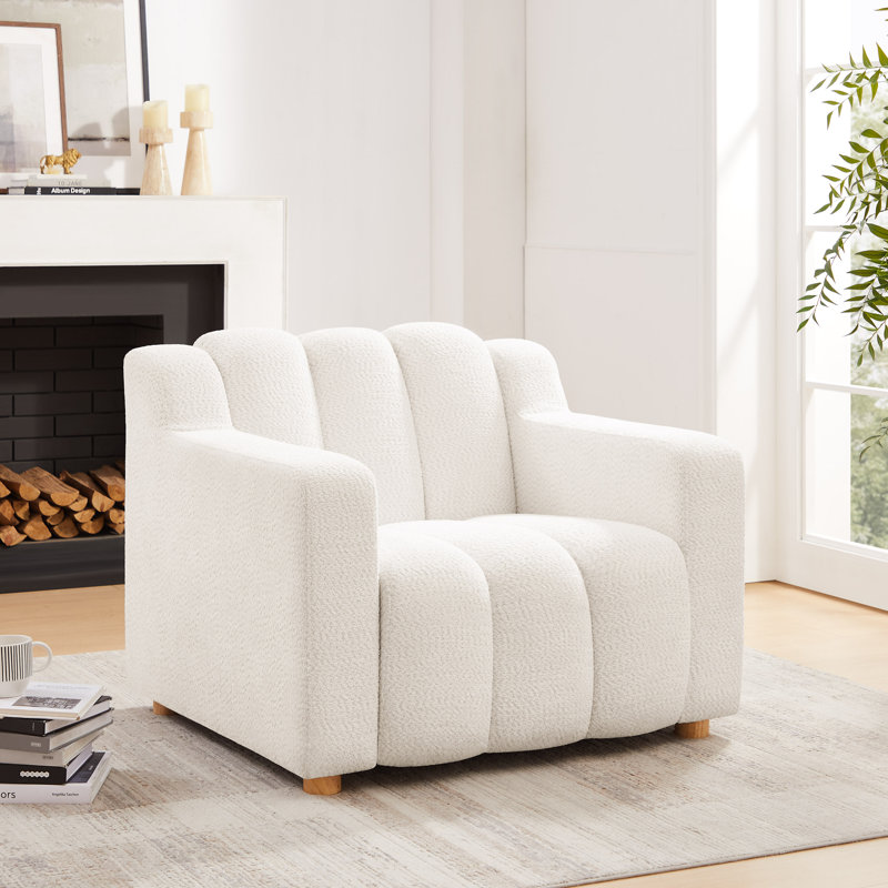 Ensemble de chaises d'appoint 40 pouces recouvertes de tissu Boucle, Blanc