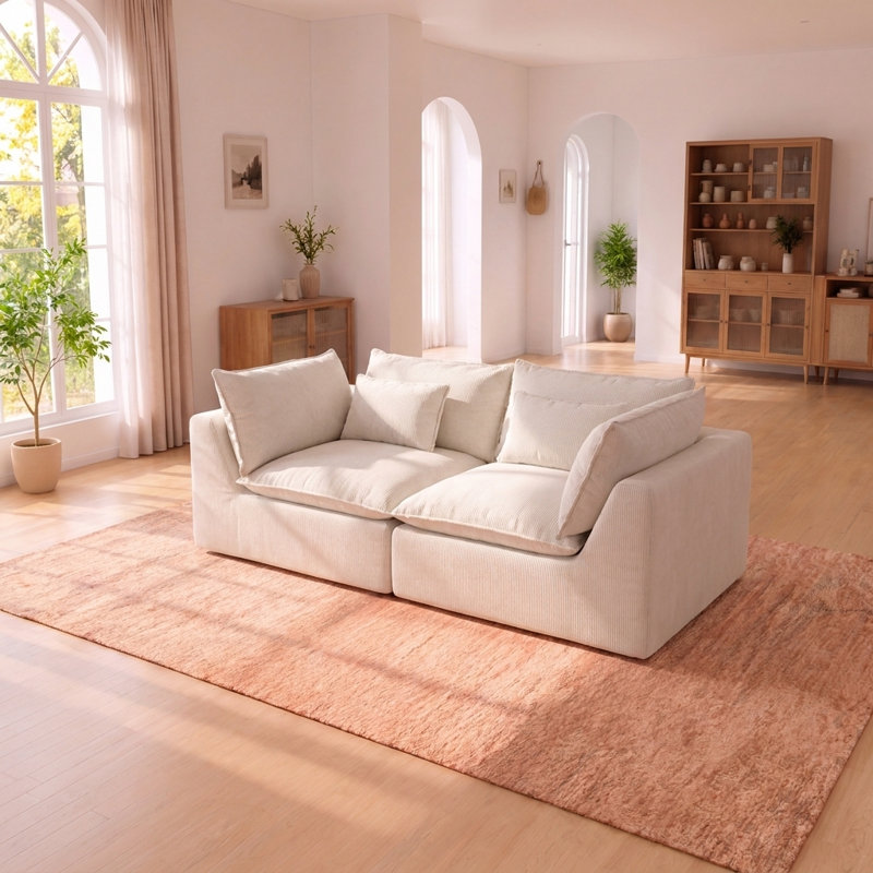 Canapé d'angle modulaire moderne surdimensionné de 190 cm (74,8 po) avec assise profonde et confort Cloud, Blanc ancien