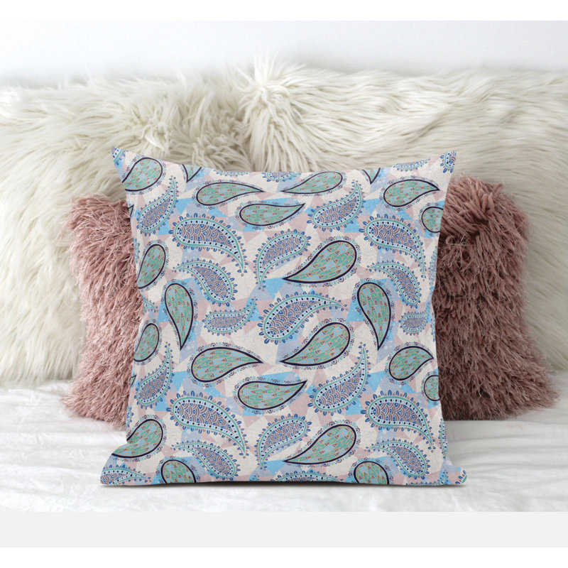 Coussin à fermeture à glissière On, 20 po X 20 po, Vert et bleu
