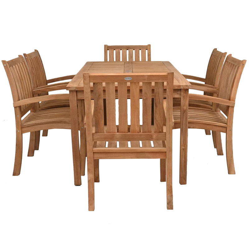 Ensemble bistro en teck avec table rectangulaire et chaises Abacho, 6