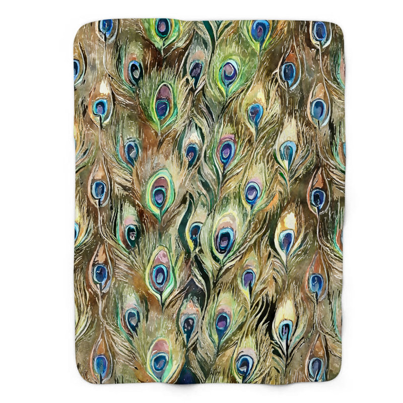 Motif Groovy - 1 pièce Sherpa Premium, Lit simple, Imprimé animal vert / bleu / blanc