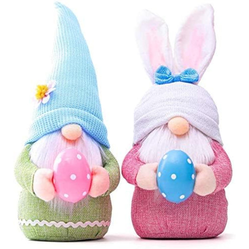Décorations de gnome de Pâques en peluche, 2 pièces de gnome de lapin sans visage, ornements de Pâques, cadeaux de décoration de printemps pour femmes (A)