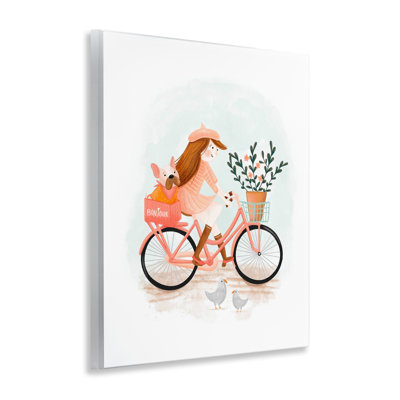 «Paris Girl on Bike», art mural sur bois par Fineapple Pear