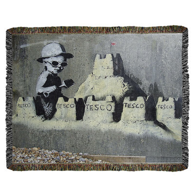 Banksy Graffiti Hand Woven Throw Blanket