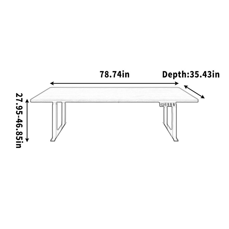 Height Adjustable Rectangular Computer Desk, 46.85" H x 78.74" W x 35.43" D
