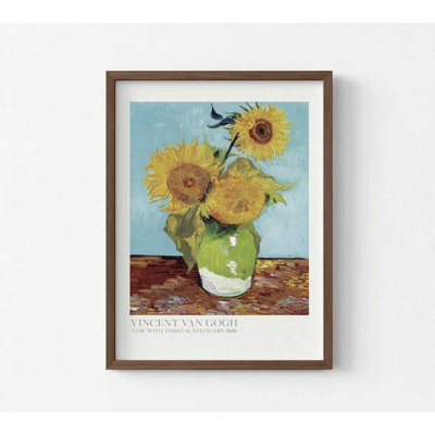 Sunflower Wall Art, Vase with Three Sunflowers