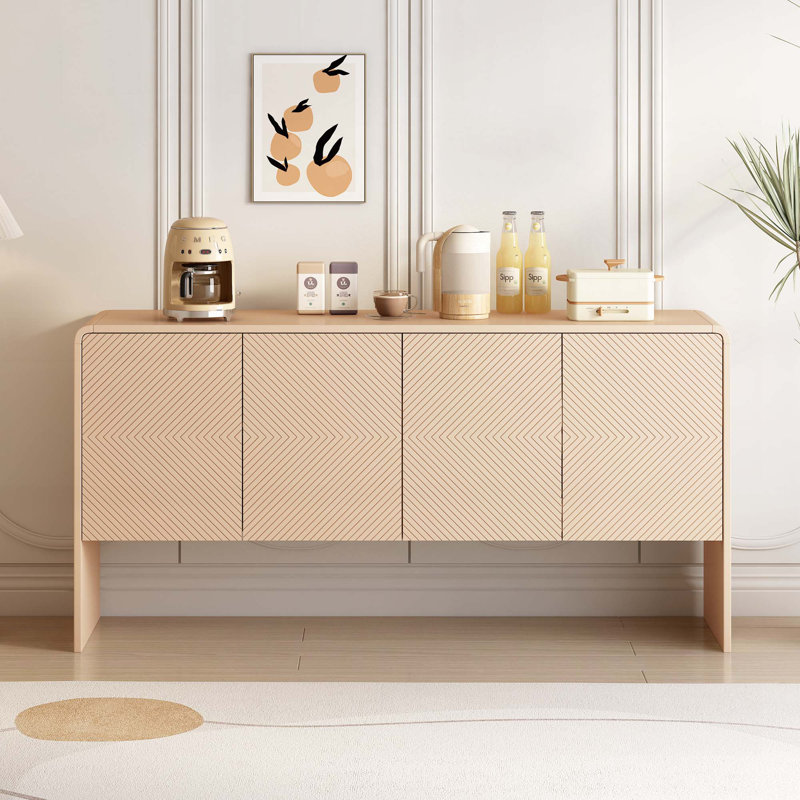 60"L Large Storage Console Table with 4-door, Apricot Cream