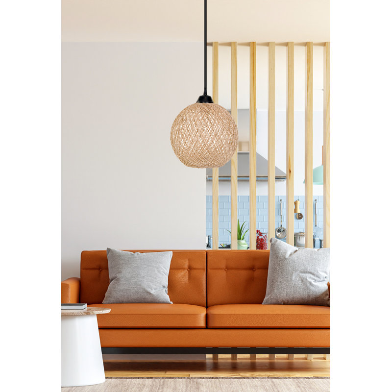 Handmade Jute Chandelier, White & Brown, 8.7 x 9.4 inches | Adjustable Cable, Total Height: 21.7 inches | E27 Socket, Max 40W | Bohemian & Scandinavian Design | Perfect for Living Room & Dining Areas