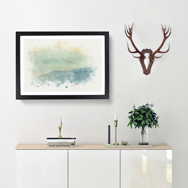 Mountain Fog in Crete Greece in Abstract - Framed Print, 62cm H x 87cm W x 2cm D, Black Framed