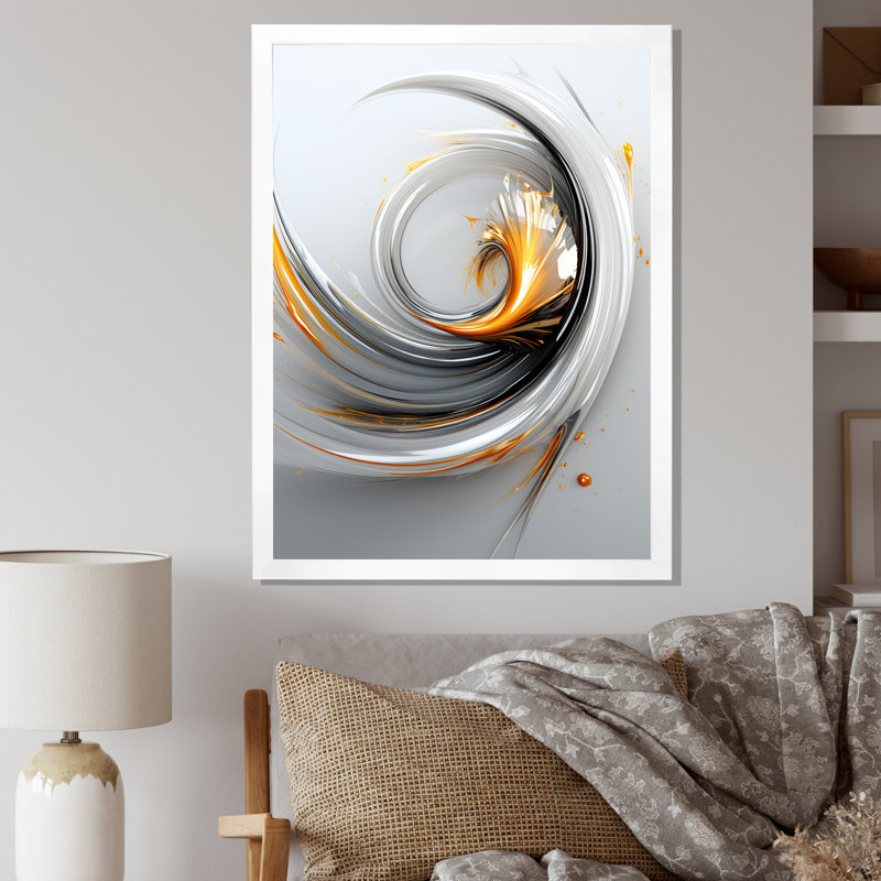 Sublime liquide minimal en or blanc argenté I - formes abstraites, art mural, salon, H 44 po x l 34 po x P 1,5 po